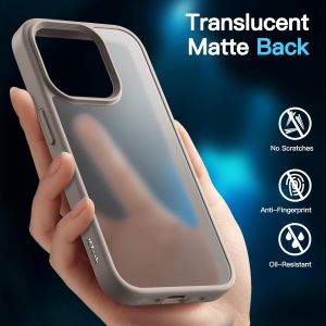 KALANKA-3 en 1 Coque Mat pour iPhone 15 Pro Max 6,7 Pouces avec Lot de 2 Films de Protection D'&eacute;cran en Verre Tremp&eacute;, &Eacute;tui Housse de T&eacute;l&eacute;phone Antichoc Givr&eacute;e Translucide (Titane Naturel) - Neuf