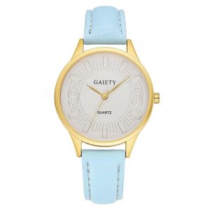 Gaiety Femmes Dame Motif G&eacute;om&eacute;trique Cadran Pu Bracelet Quartz Montre Analogique Montre-Bracelet (Bleu Ciel) - Neuf