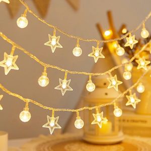 KAL-Guirlande Lumineuse En Forme De Globe, Étoiles, 6,1 M, 40 Led, Alimentation Usb Et Piles, Mini Globe Lumineux Pour Intérieur Et Extérieur, Chambre À Coucher, Fête, Mariage, Jardin, Décoration D'A - Neuf