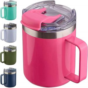 Promotion D'hiver,Tasse À Café Isotherme,Tasse À Café De Voyage En Acier Inoxydable Avec Couvercle À Rabat,Tasse À Café Sous Vide À Double Paroi 12 Oz - Neuf