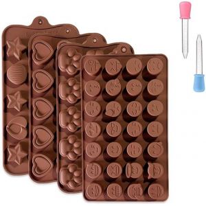 Jexnovashop-Moule &Agrave; Chocolat En Silicone, 4 Pi&egrave;ces Moules Style Duba&iuml;, Moule Tablette De Chocolat, Parfait Pour Bonbons, Pralines, Desserts Maison - Neuf