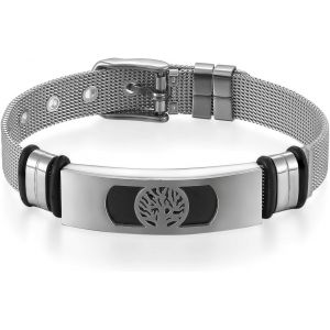 Eryi-Bracelet Réglable En Acier Inoxydable Pour Homme Femme Motif De Arbre De Vie Couleur Argent/Or Bracelet Manchette À La Mode - Neuf