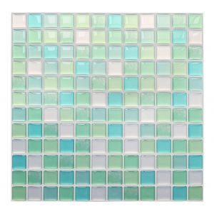 Papier peint autocollant pour carrelage vert 24 x 24 cm, style mosaïque, film décoratif imperméable pour salle de bain et cuisine. - Neuf