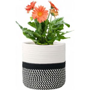 Teppe-Panier À Plantes D'intérieur, Pot De Fleurs Tissé, Cache Pot À Plantes En Corde De Coton, Décoration Intérieure Panier De Rangement Pour Jouets Vêtements Diamètre 20 Cm - Neuf