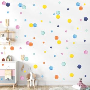 Sticker Mural Pois De Couleur,Autocollant Muraux Points Pour Chambre D'enfant/B&eacute;b&eacute;,Aquarelle Sticker Mural Chambre Fille,Amovibles Autocollant Mur Cercle Pour Chambre Enfant Fen&ecirc;tre D&eacute;cor - Neuf