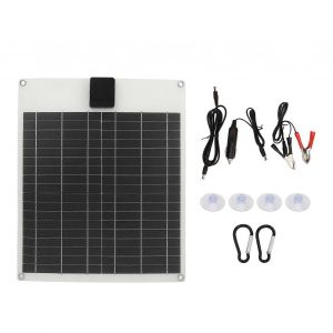 20w 5v 12v Panneau Solaire Double Sortie Monocristallin G&eacute;n&eacute;rateur Panneau Batterie Kit De Chargeur Pour Voiture Bateau Remorque Rv Blanc - Neuf