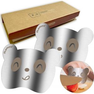 Panda Finger Guard Set with Gift Box,2 Pieces Stainless Steel Cutting Protectors for Kids Beginners - Neuf