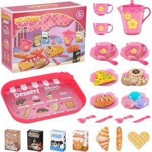 Service &Agrave; Th&eacute; Pour Enfants 36 Pi&egrave;ces Rose Couverts Accessoires De Cuisine De Jeu Vaisselle De Poup&eacute;e En Plastique Pour Accessoires De Cuisine Boueuse Accessoires De Cuisine Pour Enfants Accessoires D - Neuf