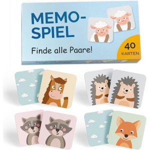 ChenQuanSarl-Memo I Jeu De M&eacute;moire Pour Enfants I Jeux &Eacute;ducatifs Montessori I 40 Cartes &Agrave; Motifs D'Animaux I Jouets - Puzzle De Memoire I Idee Cadeau Pour Les Enfants De 2 3 4 5 6 Ans - Nouveau - Neuf