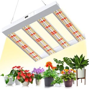 ASFASFq-SPF1200 PRO Lampe de culture LED 120 W, 90 x 90 cm, couverture 660 LED, spectre complet semblable au soleil avec UV et IR, variateur de lumière et de floraison, lampe de croissance de légumes - Neuf