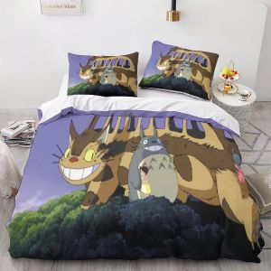Totoro Housse De Couette D Imprim&iquest;&iquest; Pi&iquest;&iquest;Ces Parure De Lit En Microfibre Avec Fermeture &iquest;&iquest;Clair Et Taies D'oreil Housses De Couettes Ado Enfants D - Neuf