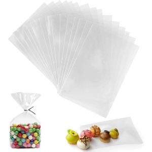 MEVRONISSHOP-200pcs Sac Plastique Tansparent,Sachets Carr&eacute; Cellophane Transparents Bonbons,OPP Pochette Sachet d'emballage Cellophane Biscuits G&acirc;teau au Chocolat Confiserie pour Cadeau Mariage (10 * - Neuf
