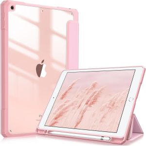 Eryi-Coque Compatible Avec Ipad 10.2 Pouces 9ème/8ème/7ème Génération (2021/2020/2019) - [Rangement De Stylet] Housse Arrière Transparente Claire Etui Antichoc Bords En Tpu, Rose Sakura - Neuf