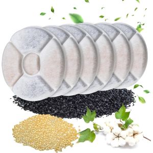 6 Pièces Filtre Fontaine Eau Chat Rond Avec Filtre À Charbon, Filtre De Rechange Pour Fontaine À Eau, Pour Chats Et Chiens, Fontaine À Eau Automatique, Distributeur D'eau - Neuf