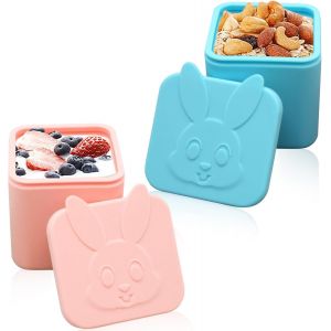 Tianyi-2pcs Récipients À Vinaigrette Pour Déjeuner, Boîte À Lunch En Silicone, Récipients À Tremper, Récipient Vinaigrette Pour Boîte Déjeuner, Récipient Condiments Avec Couvercles Pour L'école, Bure - Neuf