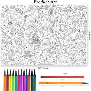 Enfants Filles Poster À Colorier Avec Feutres, 118 * 84cm Géant Papier Poster À Coloriage Pour Enfants Filles Anniversaire Cadeaux Artisanat, Sirène Licorne Princesse Animal Marin Pirate Bonbons - Neuf