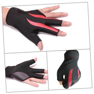 Snooker Gant 3 Doigts Gants De Billard, Élastique En Nylon, La Moitié De Conception De Doigt, De Couleur Rouge Pour Une Meilleure Adhérence - Neuf