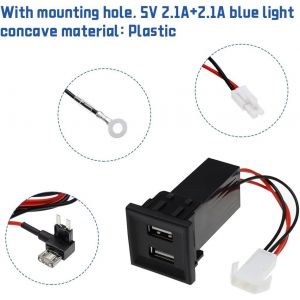 Chargeur De Voiture,12v-24v Double Port De Chargeur Usb,2.1a Double Usb Téléphone Chargeur Ports,Avec Faisceau De Câbles Piggy Back Pour Vw T5 2003-2009,Pour Voiture (Noir) - Neuf