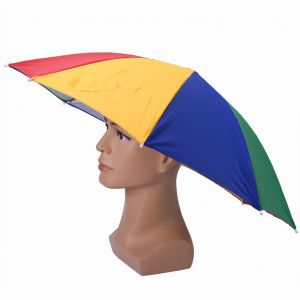 Parapluie Portable Pour L'exterieur, Mains Libres, Chapeau, Casquette Avec Sangle De Tete (Arc-En-Ciel) - Neuf