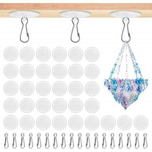 Lot de 60 crochets de plafond autocollants transparents sans per&ccedil;age avec 60 clips de m&acirc;t de drapeau,boutons adh&eacute;sifs extra puissants pour chambre &agrave; coucher,cuisine,crochet d&eacute;coratif - Neuf