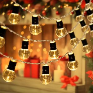 Aiou-Guirlande Lumineuse Intérieure À Batterie 1.2m 10led Petites Boules Blanc Chaud Pour Fête,Décoration,Balcon,Terrasse,Jardin,Noël,Mariage - Neuf