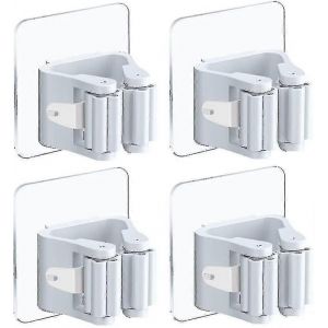Porte-balai autocollant 4 pièces,sans perçage,support mural pour cuisine,salle de bain et garage - Neuf