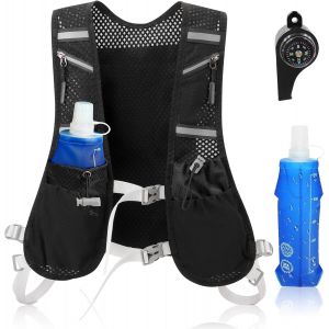 Teppc-Sac Hydratation Running, Réglable Gilet Hydratation Avec 1 Soft Flask 500 Ml Et Un Sifflet De Survie, Réfléchissant Trail,Gilet Course A Pied Homme E Femme - Neuf