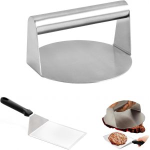 Presse à Hamburger avec Spatules à Barbecue Kit, Presse Steak Haché en Acier Inoxydable 304, Rond Presse Burger, Antiadhésive Presse Hamburger pour Galettes, Steak, Burger, Viande, Barbecue - Neuf