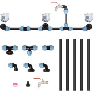 NouvelHorizonstore-Raccord cuve 1000 litres, Kit de Raccordement IBC pour 3 IBC C&ocirc;te &agrave; C&ocirc;te/R&eacute;servoirs de Pluie avec Col de Cygne de 3/4 - Neuf