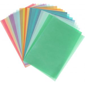 Mevronisshop-40x Papier Vitrail Couleur, 20 Couleurs Diff&eacute;rentes, A4 Papier Transparent Couleur, Papiers Vitrail Loisir Creatif, Papiers Calque Couleurs Transparent Pour Faire Des Lanternes Et Bricol - Neuf
