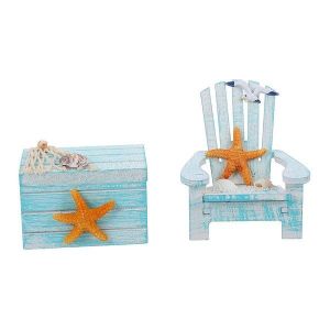 Ensemble De Chaises De Plage Méditerranéennes Et De Boîtes En Bois Décoratives ¿ Décoration Côtière Pour La Maison, Cadeau Idéal Pour Les Amoureux De L'océan - Neuf