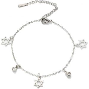 Kalsw-Megan Bracelet Étoile De David Pour Femme À Six Points Religieux Judaïque Juif Hanoukka Avec Pendentif En Strass Réglable - Neuf