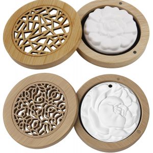 Trahoo-Diffuseur D'aromath&eacute;rapie - Lot De 2 Pierres Parfum&eacute;es D'huiles Essentielles Avec 2 Bo&icirc;tes &Agrave; Encens En Bois - Pierres Parfum&eacute;es Essentielles Pour L'aromath&eacute;rapie Dans La Chambre Et La Voiture - Neuf