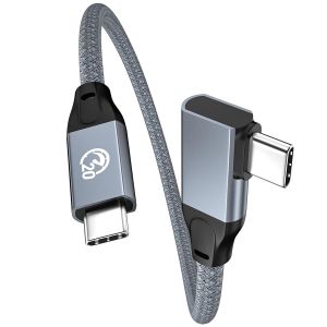 TRAHOO-C&acirc;ble USB C vers USB C 100W 0,2M, Coud&eacute; 90 Degr&eacute;s USB 3.2 Gen2x2 20 Gbps Nylon Tress&eacute;,C&acirc;ble USB Type C Charge Rapide PD 4K@60Hz,pour iPhone 15,MacBook Air,iPad Pro/Mini,Galaxy S24 Ultra - Neuf