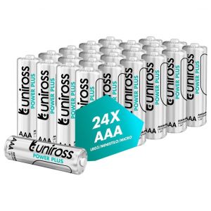 UNIROSS Pack de 24 Piles Alcalines AAA-LR03 Power Plus 1,5V - Neuf