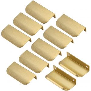 10pcs poignée de meuble Invisible Poignée d'armoire dorée Distance des trous 64mm Poignée Invisible -Poignée de meuble poignée de porte entraxe - Neuf