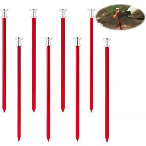 Eryi-8 Pcs Piquets De Tente En Alliage D'aluminium, 23cm Sardines De Fixation Sardines Camping Piquets De Fixation Pour Camping, Randonnée, Plage, Sols Rocheux, Rouge - Neuf