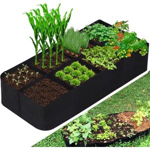 Tissu Lit Surélevé, 128 Gallons 8 Compartiments De La Plante Pousser Des Sacs, 3 X 6 Pieds Respirant Planteur, Lit Surélevé Pour Les Légumes, Les Pommes De Terre, De Fleurs, De Fruits - Neuf