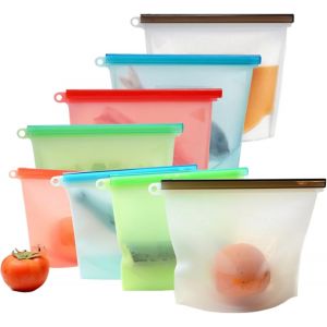 8 Pi&egrave;ces Sac Congelation Zip Pour Aliments, Alimentaires En Silicone Sacs &Agrave; Lunch &Eacute;tanches, Sac Congelation Reutilisable Et Stand Up Pour L&eacute;gumes, Lait, Collations, Viandes, Sandwich - Neuf