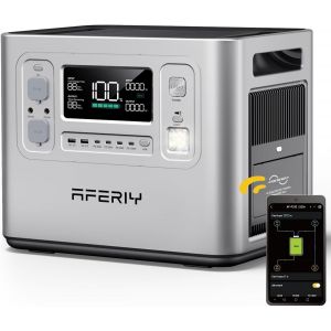 AFERIY Haven2400 - G&eacute;n&eacute;rateur Electrique Portable 2400W 2048Wh - Charge Rapide 1 -5H - 13 Sorties - Contr&ocirc;le via App - Station &eacute;lectrique portable - Argent&eacute; - Neuf