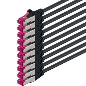 Kal-10m - Noir - 10 Pi&egrave;ces - C&acirc;ble R&eacute;seau Cat6a (10gb/S) S-Ftp Cat 6a Lankacable - Certifi&eacute; Ghmt Pimf 500 Mhz Cat5 Cat5e Cat6 Cat6a Cat7 Pour Switch, Routeur, Modem, Internet - Neuf