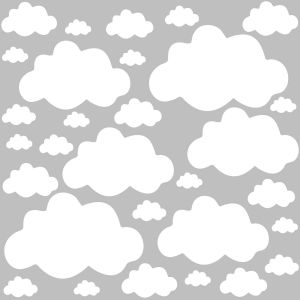 Trahoo-Set De 30 Stickers Muraux Enfants Nuages - Autocollants Décoration Murale Chambre Bébé - Facile À Poser Blanc - Neuf