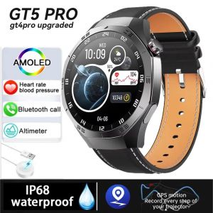 Montre Connect&eacute;e De Sport Pour Hommes, Avec Appels Vocaux, S&eacute;rie Gt, &Eacute;cran Amoled De 1.52 Pouces, Gps, Suivi De Mouvement, Pour Android Et Ios, Nouvelle Collection 2025.Black Leather. - Neuf