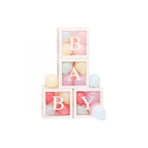 4 bo&icirc;tes &agrave; ballons transparentes avec 26 autocollants alphabet &agrave; personnaliser - Neuf