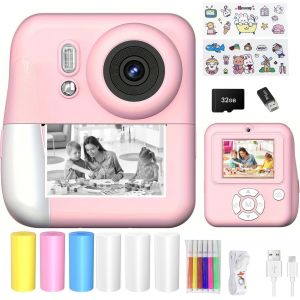 LETNERNY-Appareil Photo &Agrave; Impression Instantan&eacute;e Pour Enfants, Cadeaux D'Anniversaire De No&euml;l Pour Filles Et Gar&ccedil;ons, Cam&eacute;ras Vid&eacute;o Num&eacute;riques Hd Pour Tout-Petits, Jouet Portable Pour Filles De 4, 5, - Neuf