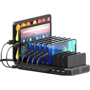 Station De Charge Multi Appareils 10 Ports, 60W Station De Charge Usb Avec S&eacute;parateurs R&eacute;glables, Station De Chargement Usb Pour Tablettes Et Smartphones - Neuf