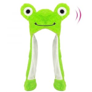Chapeau de grenouille avec oreilles mobiles, sautant, pop-up, battant, peluche, jouet, d&eacute;guisement, vacances d'hiver, No&euml;l, cadeau amusant pour enfants, gar&ccedil;ons et filles - Neuf
