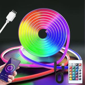 Kalanka-Neon Ruban Led Flexible,Led Chambre 2 M,Rgb Bande Lumineuse Contrôlé,Usb Bandeau Decoration,Bluetooth App Contrôle Lumiere,Étanche Silicone Lmières Led Diy Pour Chambre,Cuisine,Fête,Salon - Neuf