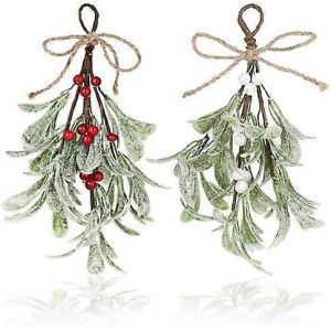 2024 Décoration De Gui De Noël,2 Pièces Gui Artificiel Gui Gui Suspendu Décoration Paillettes Arbre De Noël Accessoires Artificiel Sec - Neuf