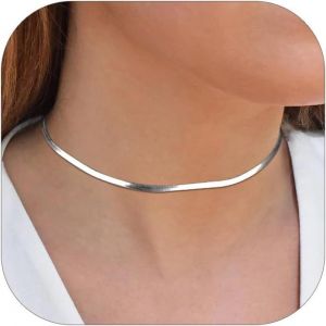 Kales-Cha&icirc;ne Courte Collier Femme En Acier Inoxydable/Plaqu&eacute; Or-Maille Miroir 3mm/5mm-Longueur 32/38/46cm Avec 9cm De Rallonge - Neuf